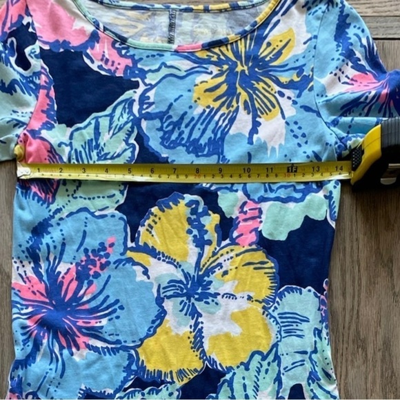 Lilly Pulitzer Marlowe Dress Navy Big Flirt Print Soft T-Shirt 3/4 Sleeve Sz XXS - Picture 6 of 10